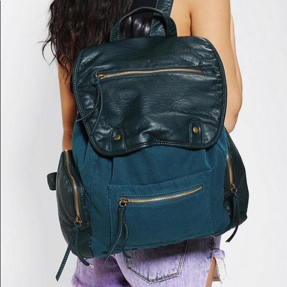 Cooperative vegan leather canvas contrast backpack